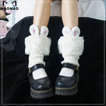 Original Cute Rabbit Ear Fluffy Socks Soft Girl Lolita Japanese JK Style Pom-Pom Bow Leg Warmers Elephant Socks
