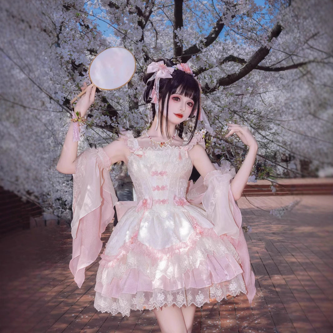 ZhiJinYuan -Flower Poetry - Elegant Sweet Qi Style Full Set Lolita JSK Dress
