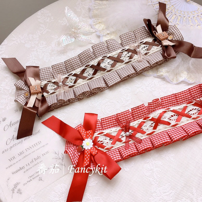 Lolita Lace Plaid Bow Headband Girl Classic Lolita Alice Cute BNT Hair Accessories