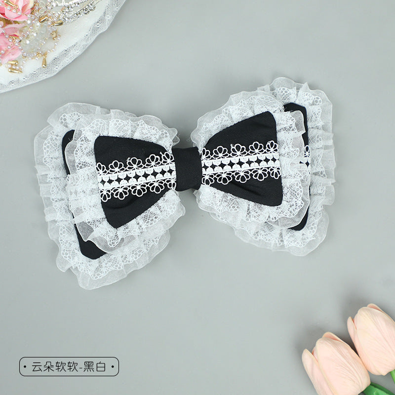 Handmade Japanese Lolita Lace Bow Hair Clip - Cute Soft Girl Hair Accessory