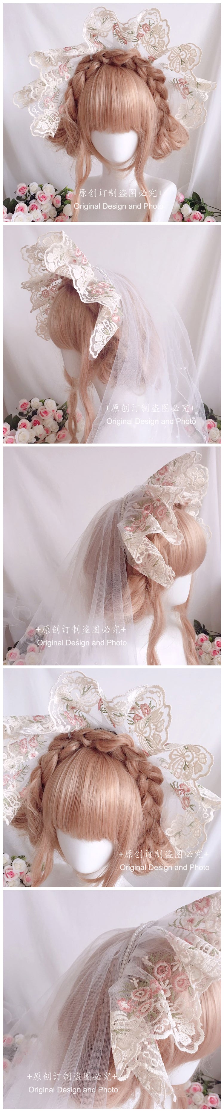 Victorian Lolita Bonnet Hat Wedding Tea Party Lolita BB Hat Classical Bnt Headwear KC Hairband