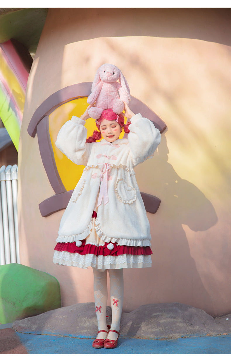 Long-Eared Rabbit" Plush Coat |   Winter Thickened Faux Fur Warm Coat