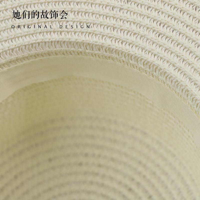 Lolita Straw Hat for Women Summer Han-Yang Eclectic Hanfu Tassel Retro Sunshade Wide Brim Hat for Women