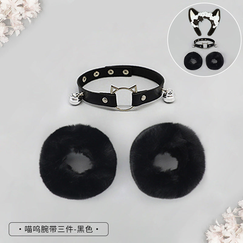 Plush Lolita Headband Lace Bow Hair Accessory Realistic Animal Ears Maid Corgi Hair Ornament Japanese KC Headband