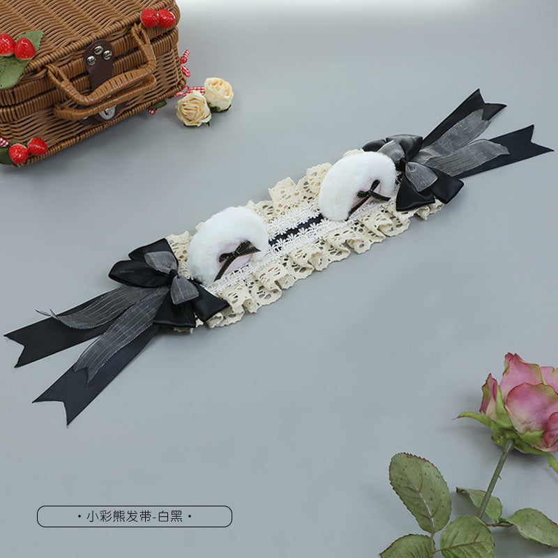 Lolita Headband Cute Japanese Handmade Fashion Accessory Cosplay Comic Exhibition Costume Plush Bear Ear Headband