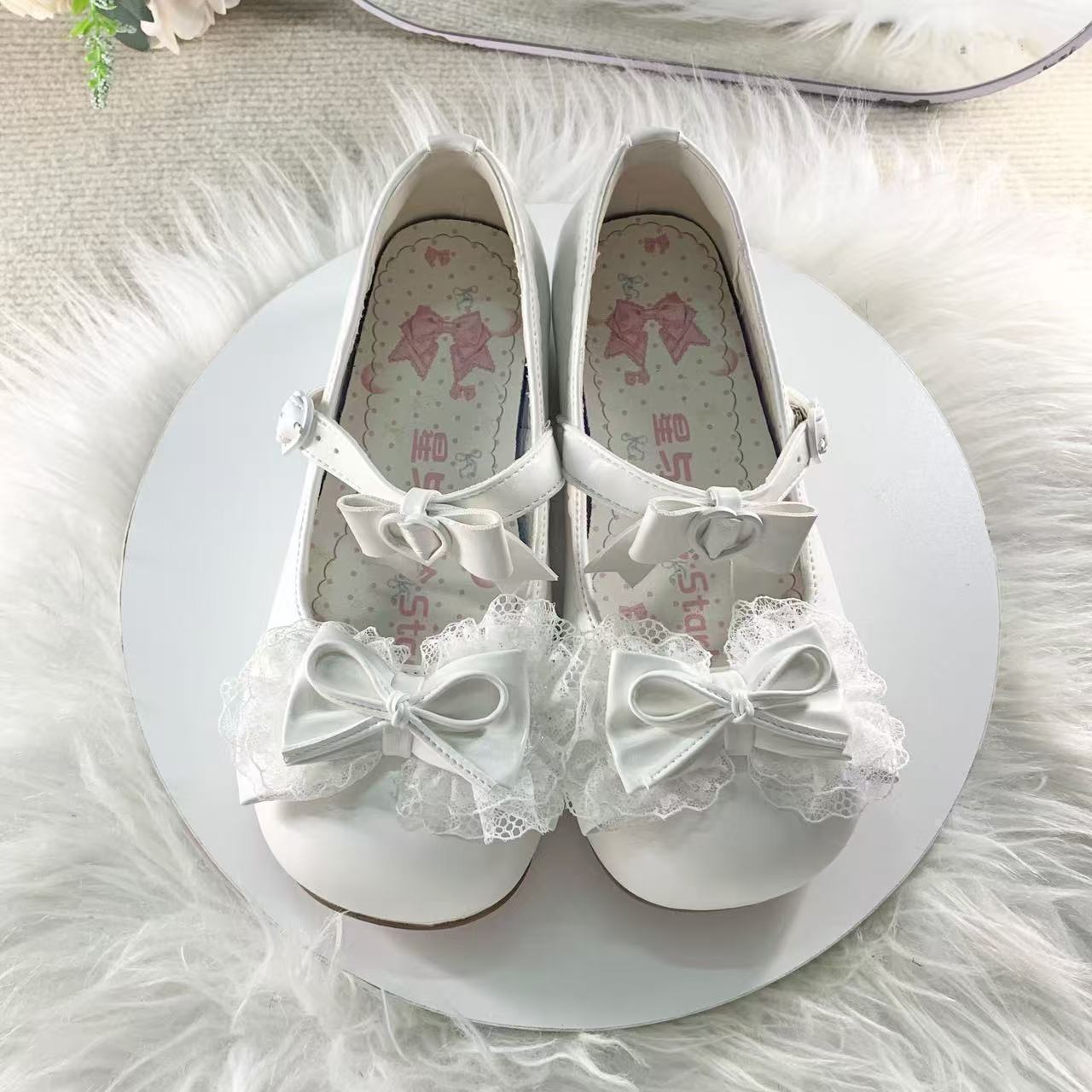 Original Lolita Lace Bow Mary Janes | Round-Toe Low-Heel Cute JK Princess Shoes