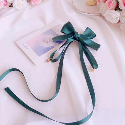 Girl's Bowknot Long Ribbon Bell Hair Clip Sweet Cute Lolita Hair Accessory
