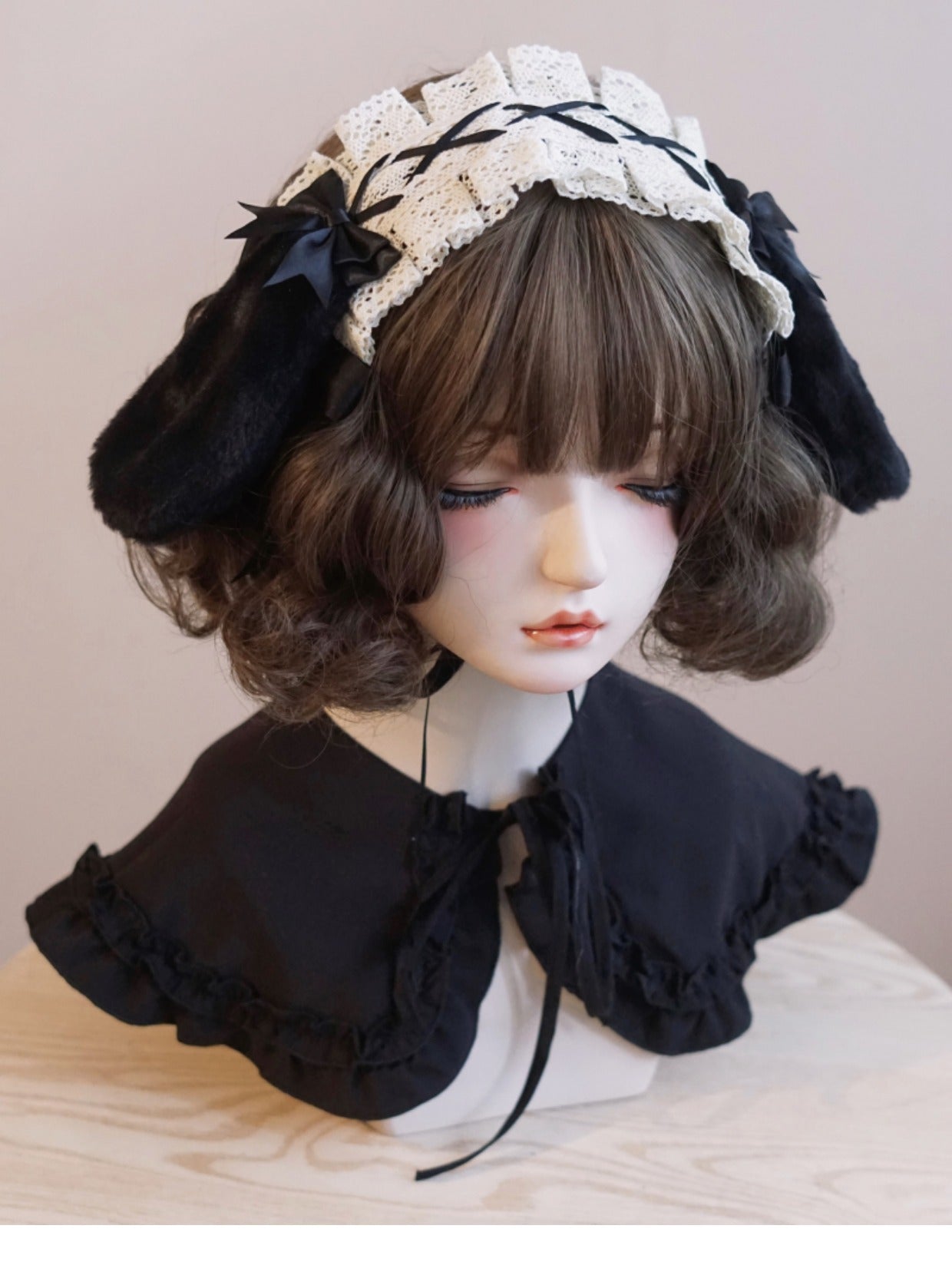 Original Handmade Drop Ear Rabbit Bunny Ear Ruffle Hairband Cotton Linen Japanese Korean Lolita