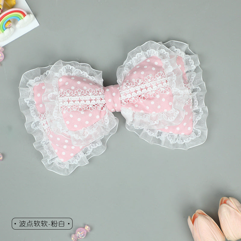 Handmade Lolita Big Bow Hairpin - Lace Comic/Tea Party KC