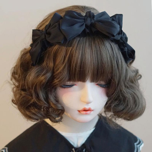 Original Handmade Satin Bow Hairband Lolita Girl Black Bow Hair Accessory - Lolita Fetch
