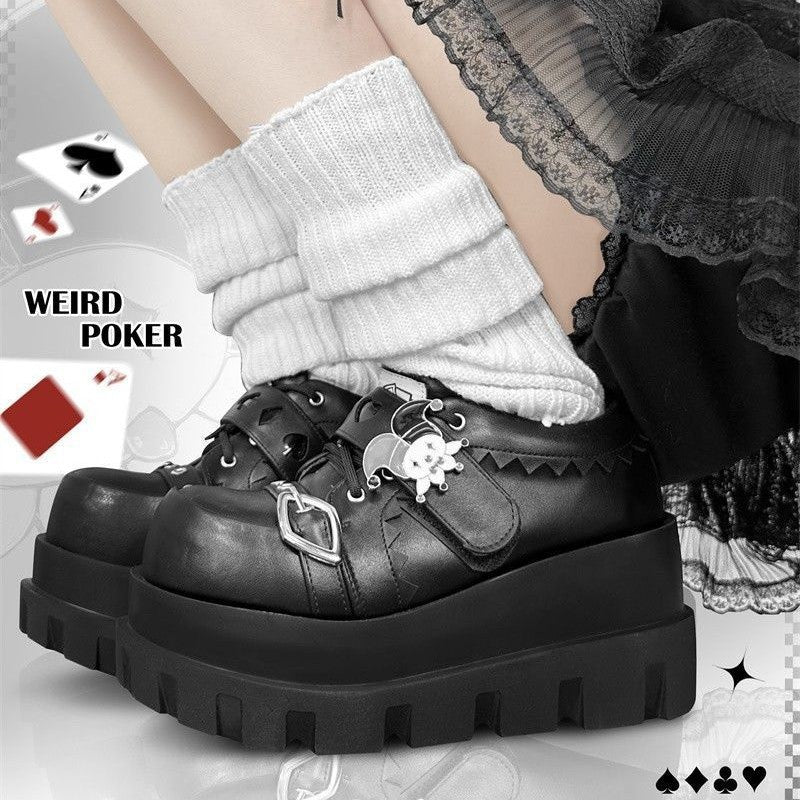 Grotesque Poker | GURURU Original Y2K Subculture Clown Poker Theme Punk Babe Soft-Sole Platform Shoes