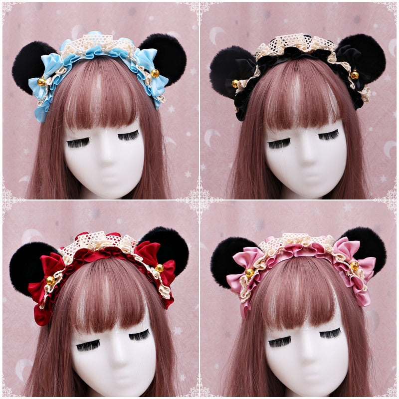 Lolita Lace Bear Ear Headband - Handmade Animal Ear Lolita Hair Accessory