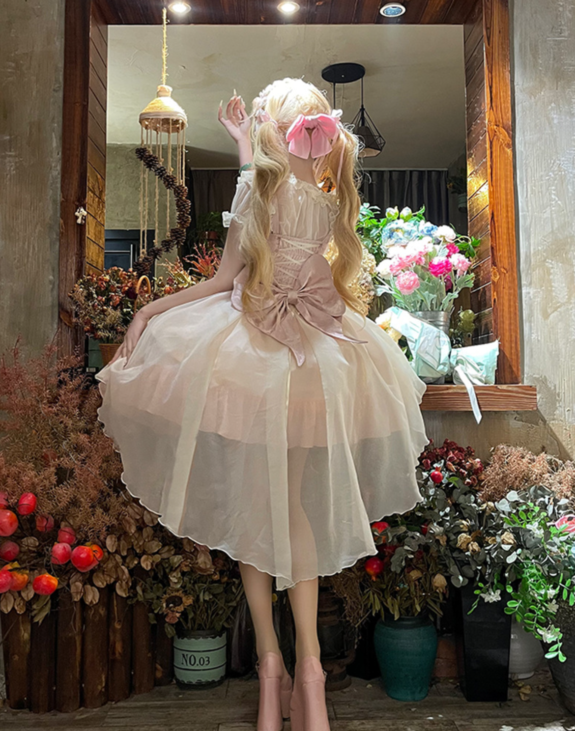 ZhiJinYuan -Tears of Rose- original lolita  short ballet style lo skirt dress JSK Lolita