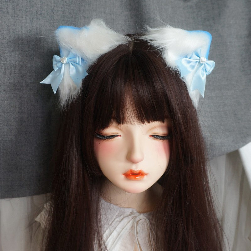 Cat Ear Hair Clip Headband Cute Girl Hair Accessories Lolita Comic Exhibition Bowknot Headwear Animal Ear Hair Clip