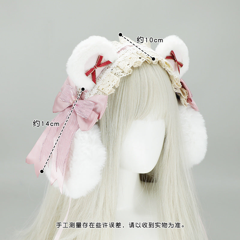 Original Lolita Cute Headband Ear Warmer Multi-use Headband Bear Ear Ear Muffs Ear Covers Autumn Winter Warmth