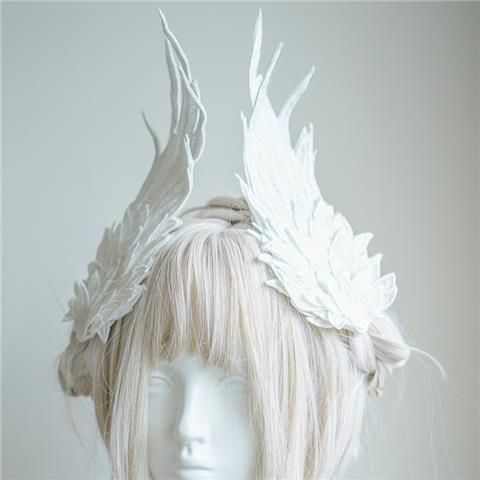 Original Design Angel Wings Lolita Feather Black and White Two-tone Embroidered Hair Clip Styling