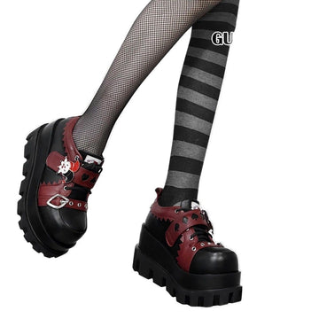 Grotesque Poker | GURURU Original Y2K Subculture Clown Poker Theme Punk Babe Soft-Sole Platform Shoes