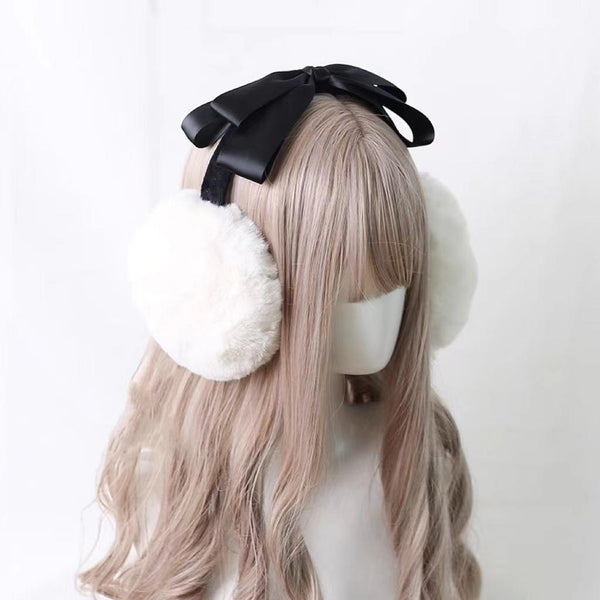 Xiaogui - Winter Lolita Earmuff Bow Plush - Earmuff Ear Protector Headwear