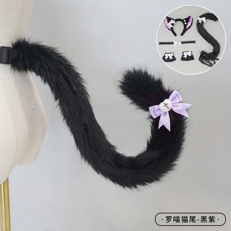 Cosplay Cat Ear Headband Cat Tail Accessories Handmade Cute Cat Girl Beast Ear Hair Accessories Beast Tail Accessories Set
