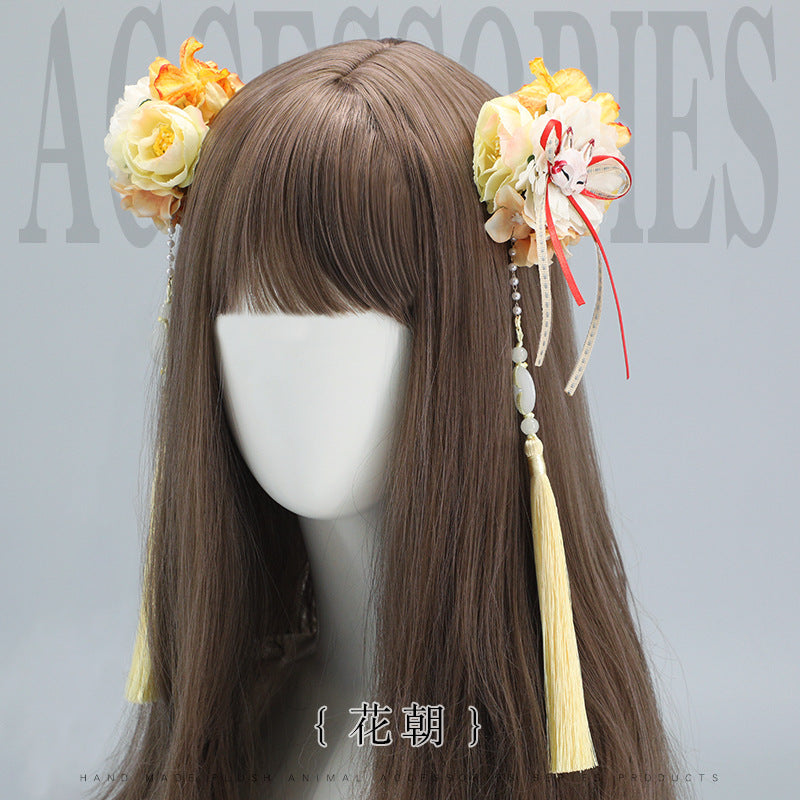 Cute Lolita Fox Hair Clip - Tassel Cosplay Exhibition Props