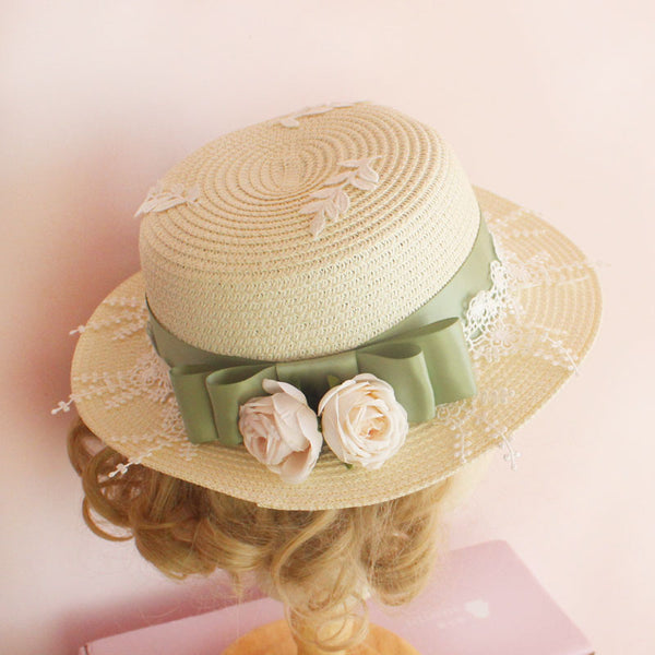 Lolita Daily Elegant Sun Hat Bowknot Straw Hat Universal Versatile Lol