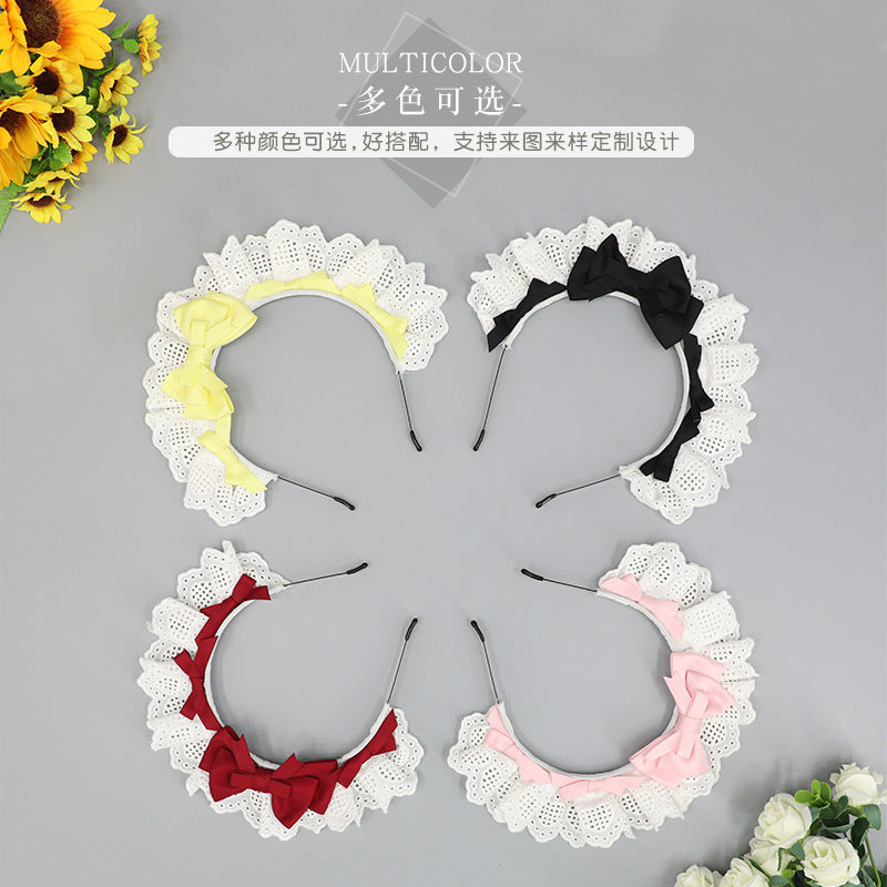 Japanese Style Cute Lace Bow Decoration Lolita Maid Headwear Props Comic Exhibition Accessories Hair Accessories Hairband