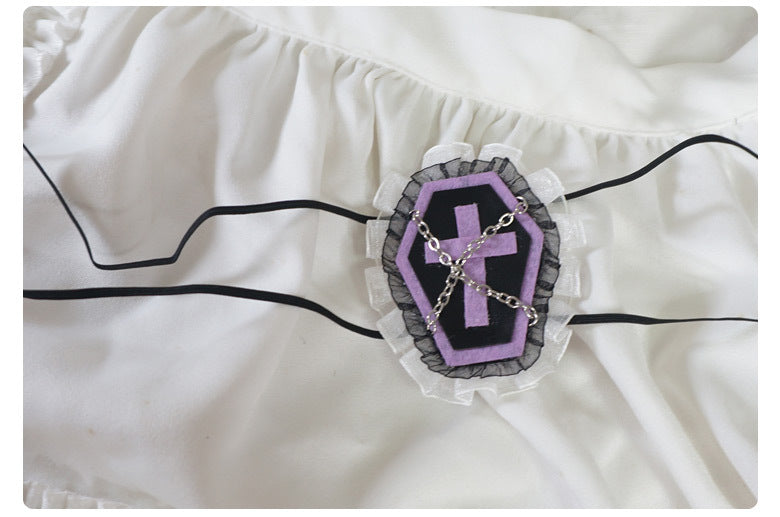 Gothic Girl Cross Single Eye Mask Lolita Dark Halloween Accessories Yandere Mid-2000s Harajuku Style