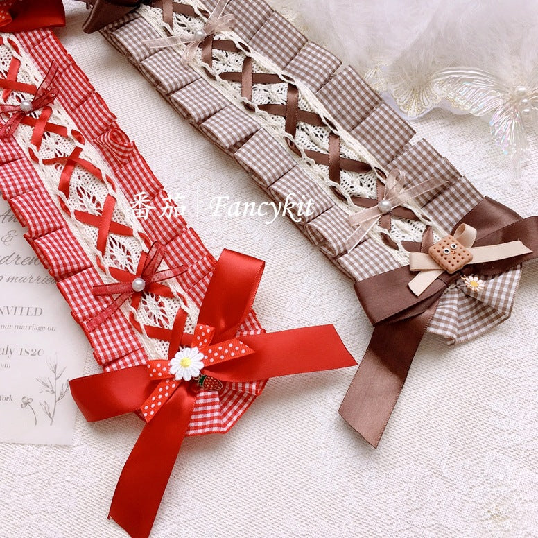 Lolita Lace Plaid Bow Headband Girl Classic Lolita Alice Cute BNT Hair Accessories