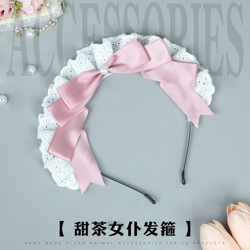 Anime Lolita Headwear - Lace Maid Bow Hairpin Cosplay Exhibition