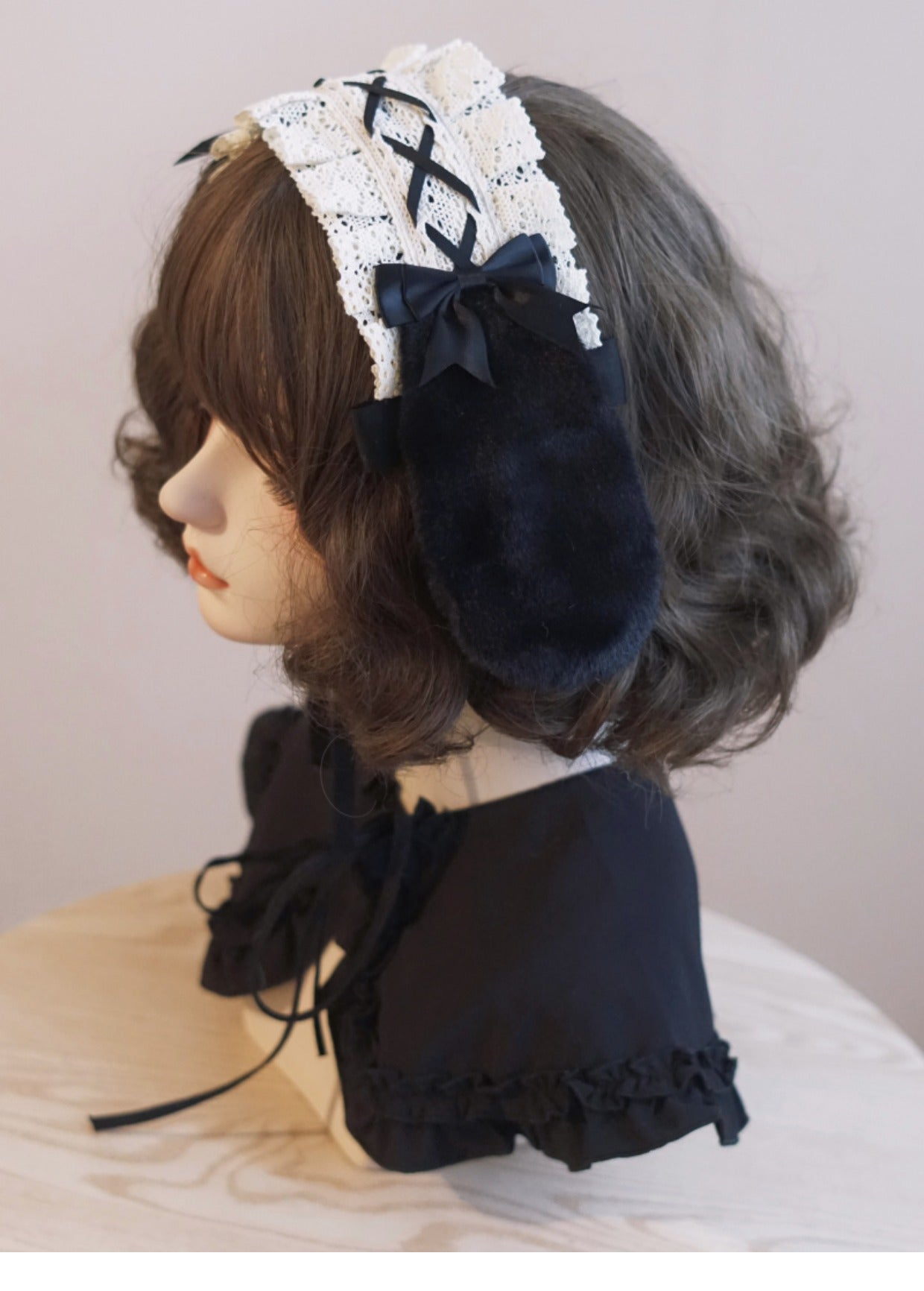 Original Handmade Drop Ear Rabbit Bunny Ear Ruffle Hairband Cotton Linen Japanese Korean Lolita