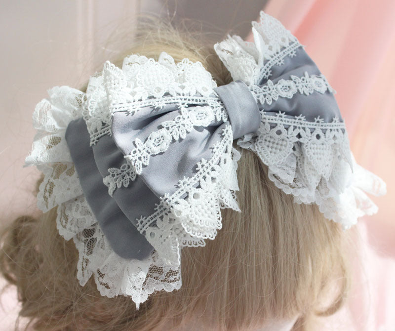 Christmas Lolita Girl Soft Heart KC Headwear Hair Accessories Lolita Lace Three-Layer Bow Hairband