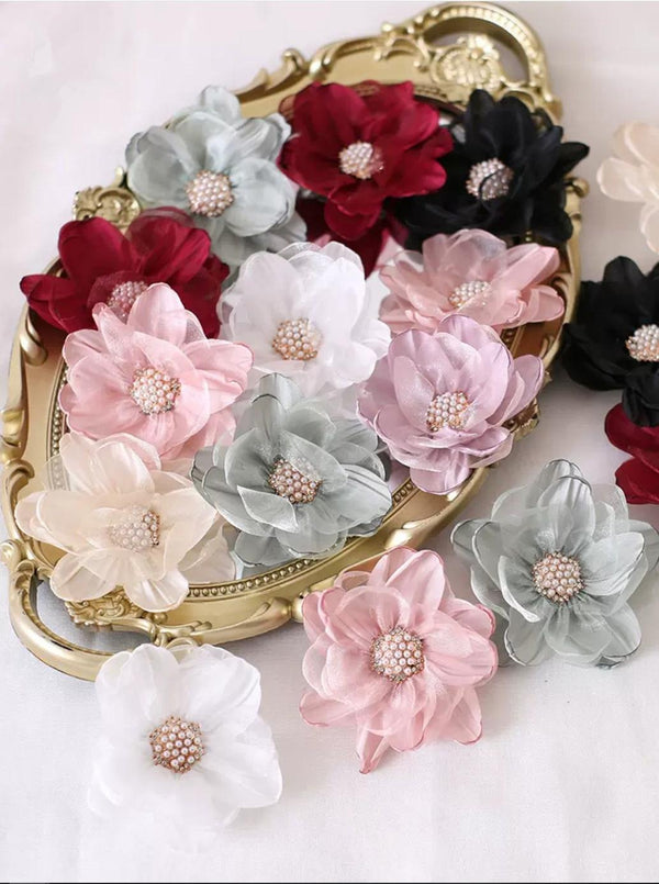 Xiaogui - Elegant Lolita Headdress Organza - Flower Hairpin Headwear