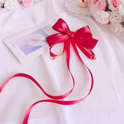 Girl's Bowknot Long Ribbon Bell Hair Clip Sweet Cute Lolita Hair Accessory
