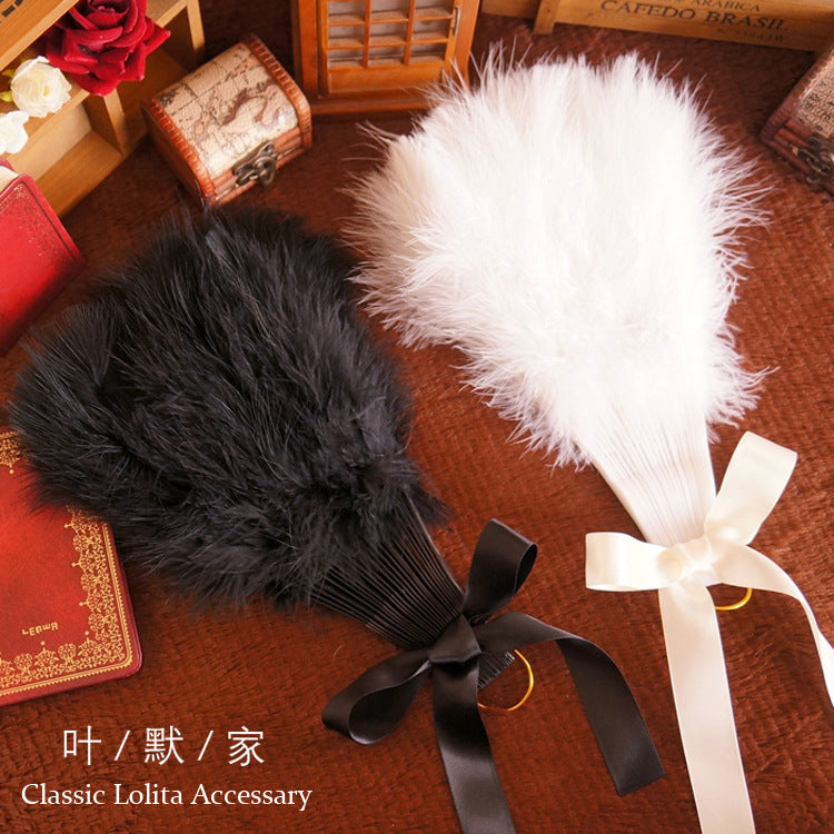 Handmade Feather Fan Lolita Feather Fairy Fan Folding Fluffy Fan Fox Style Folding Fan