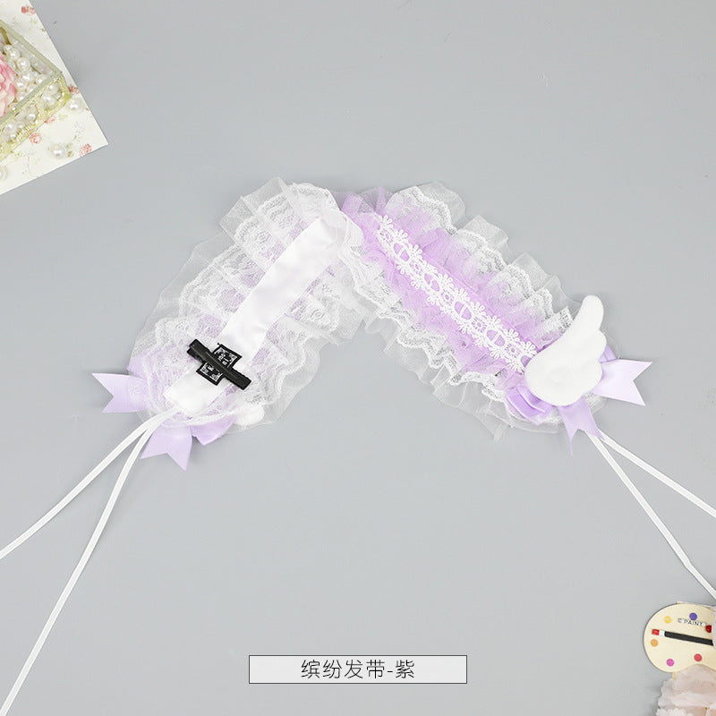 Handmade Lolita Bow Lace Hairband - Comic Exhibition Cosplay Hair Clips