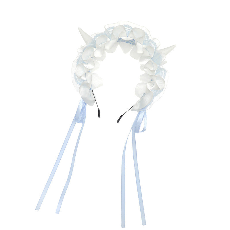 Subculture Gothic Style Demon Horn Headwear Y2K Lolita Dragon Horn Hair Accessory Yandere Dragon Horn Hairband