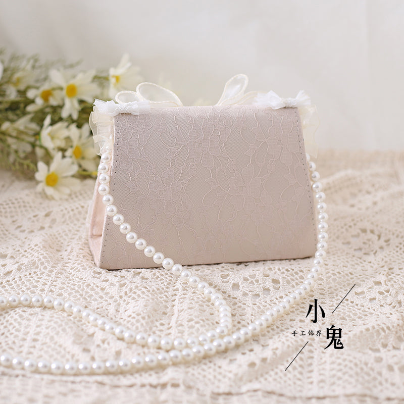 Original Lolita Gentle Girl Lolita Elegant Tea Party Handbag Natural Color Lace Chain Crossbody Bag