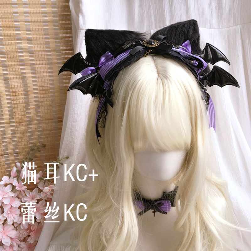 Halloween Witch Night Original Dark Gothic Lolita Accessories Bowknot Animal Ears KC Black Purple Arm Sleeves Bag
