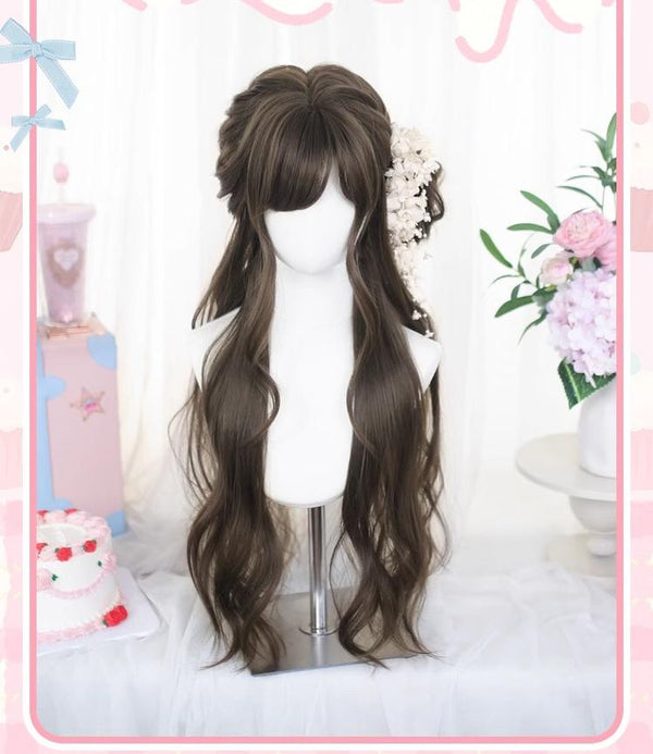 Dalao Home - Grey Brown Classic Lolita Long Wig - With Natural Wavy Wig