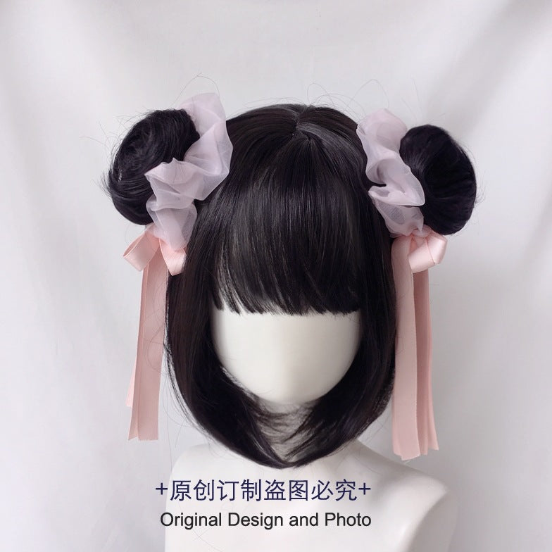 Homemade Lolita Wig Hair Bun Chinese Style Ribbon Bun National Style Girl Tassel Bun Hair Clip