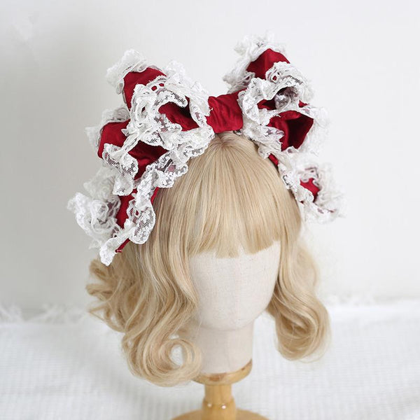 Xiaogui - Sweet Lolita KC with Large Lace Bow - in Multiple Colors Headwear