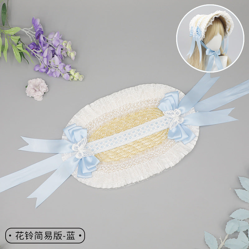 Lolita Hat Flower Bell Handmade Bonnet Multi-color BNT Original Design Pastoral Style Lolita Straw Hat for Women