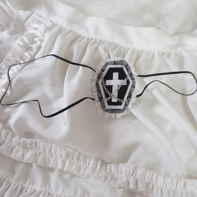 Gothic Girl Cross Single Eye Mask Lolita Dark Halloween Accessories Yandere Mid-2000s Harajuku Style