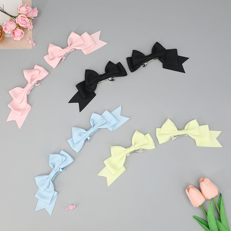 Handmade Bow Hair Clip Cute Anime Lolita Hair Accessory Soft Girl Dark Style Hair Ornament JK Heart Sweet Cool Hairpin