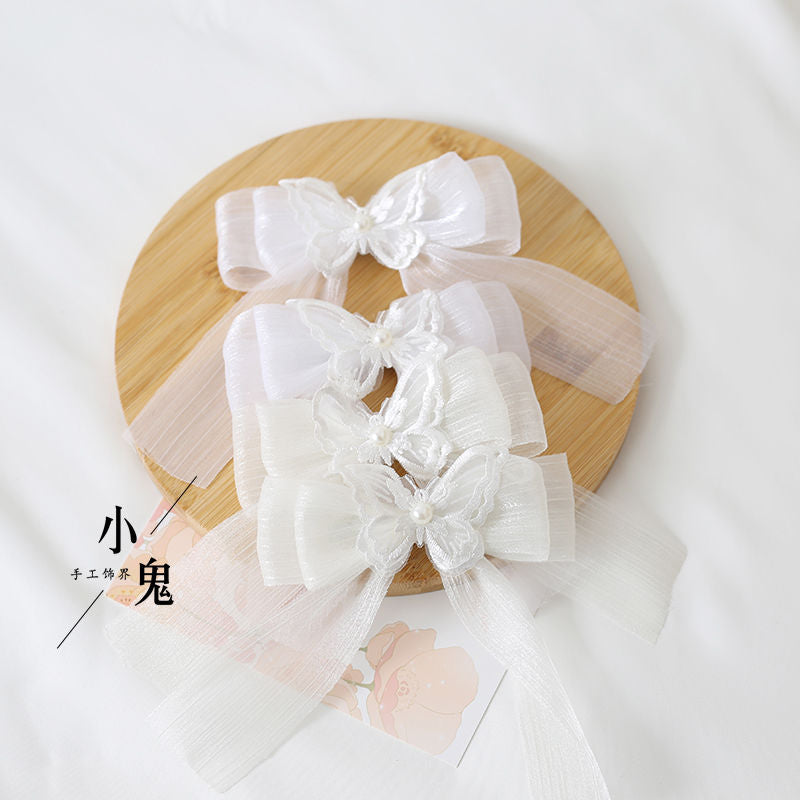 Miss Fula Lolita  Elegant Hairband Lolita Hairband Necklace White Wedding Black Hat