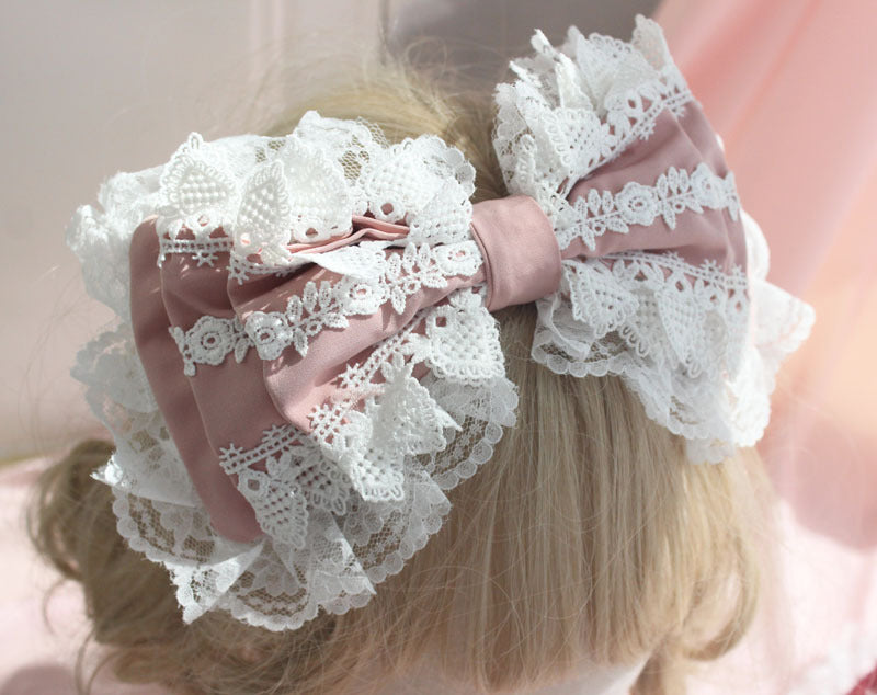 Christmas Lolita Girl Soft Heart KC Headwear Hair Accessories Lolita Lace Three-Layer Bow Hairband