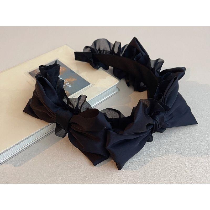 Original Handmade Satin Bow Hairband Lolita Girl Black Bow Hair Accessory