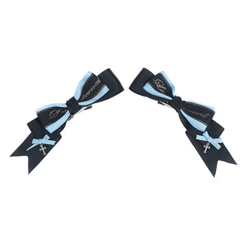 Handmade Lolita Black Butterfly Knot Clip - Double Ponytail Y2K Side Clip