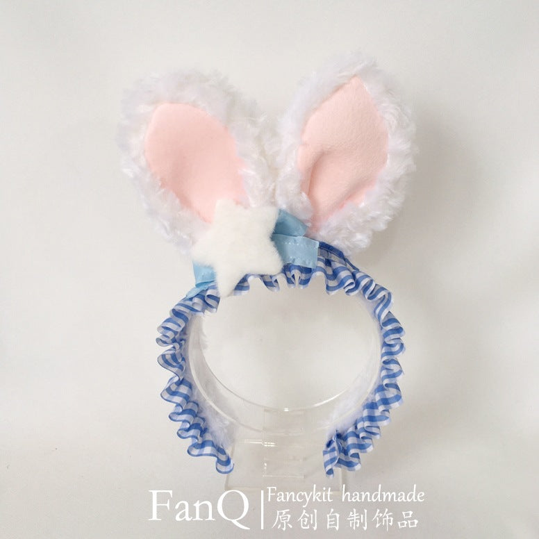 Handmade Bowknot Rabbit Ear Strawberry Headband Korean Japanese Sweet Lolita