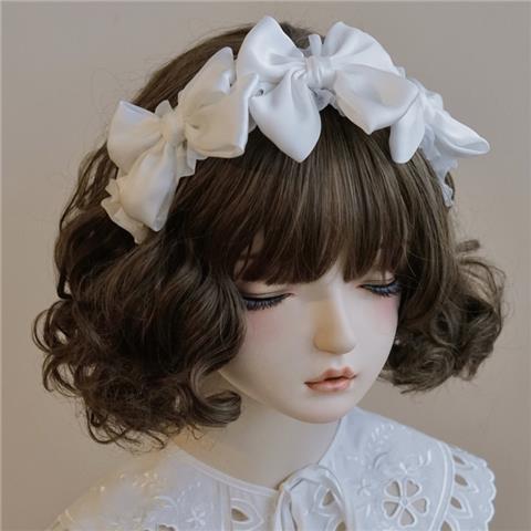 Original Handmade Satin Bow Hairband Lolita Girl Black Bow Hair Accessory